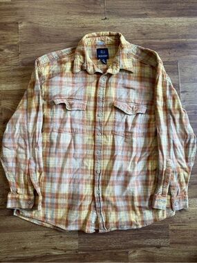 Bugle Boy Yellow & Orange Plaid Flannel Shirt